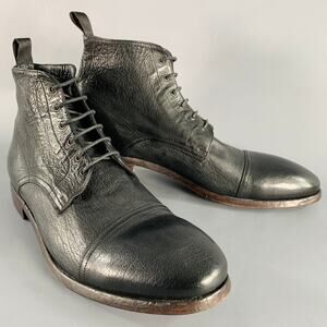 PAUL SMITH Size 12 Black Leather Lace-Up Ankle Boots